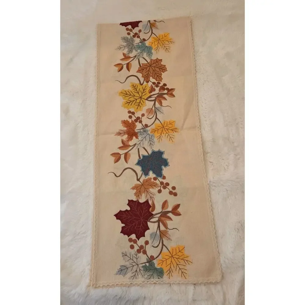Rare Evermaple Manufacturers Sample Autumn Leaves Table Runner (14